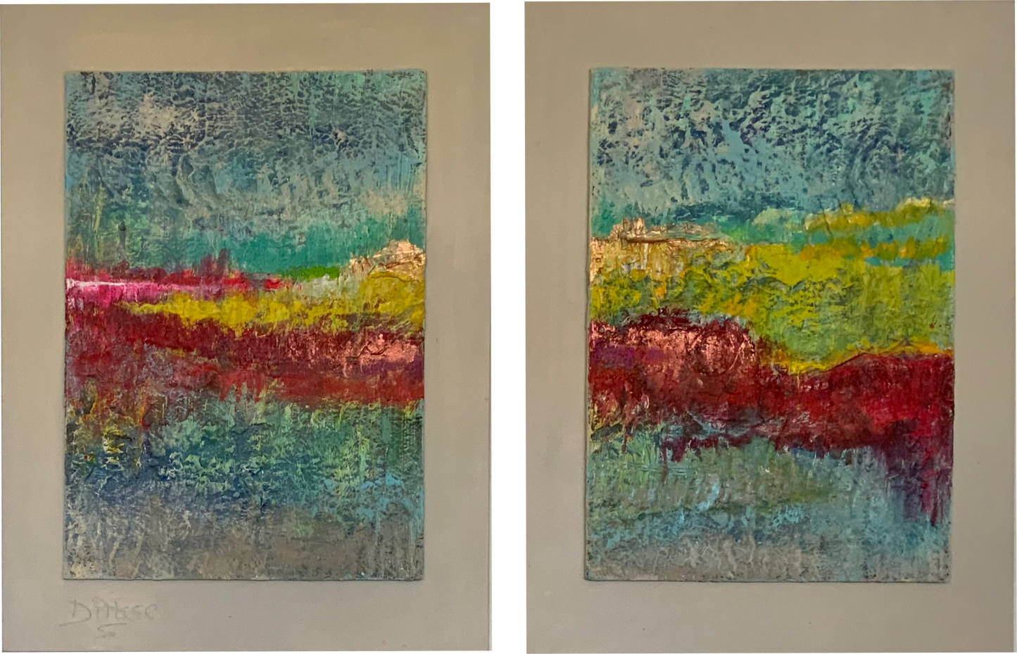 Gold bronze and more diptych 60x79.5cm
