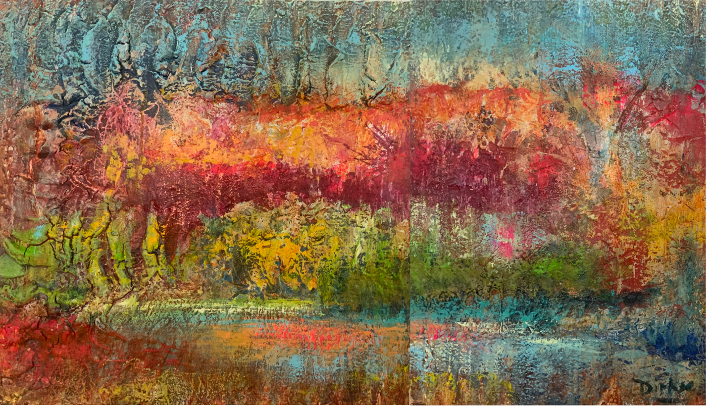 Lyric nature with texture diptych 61x60and44x60cm